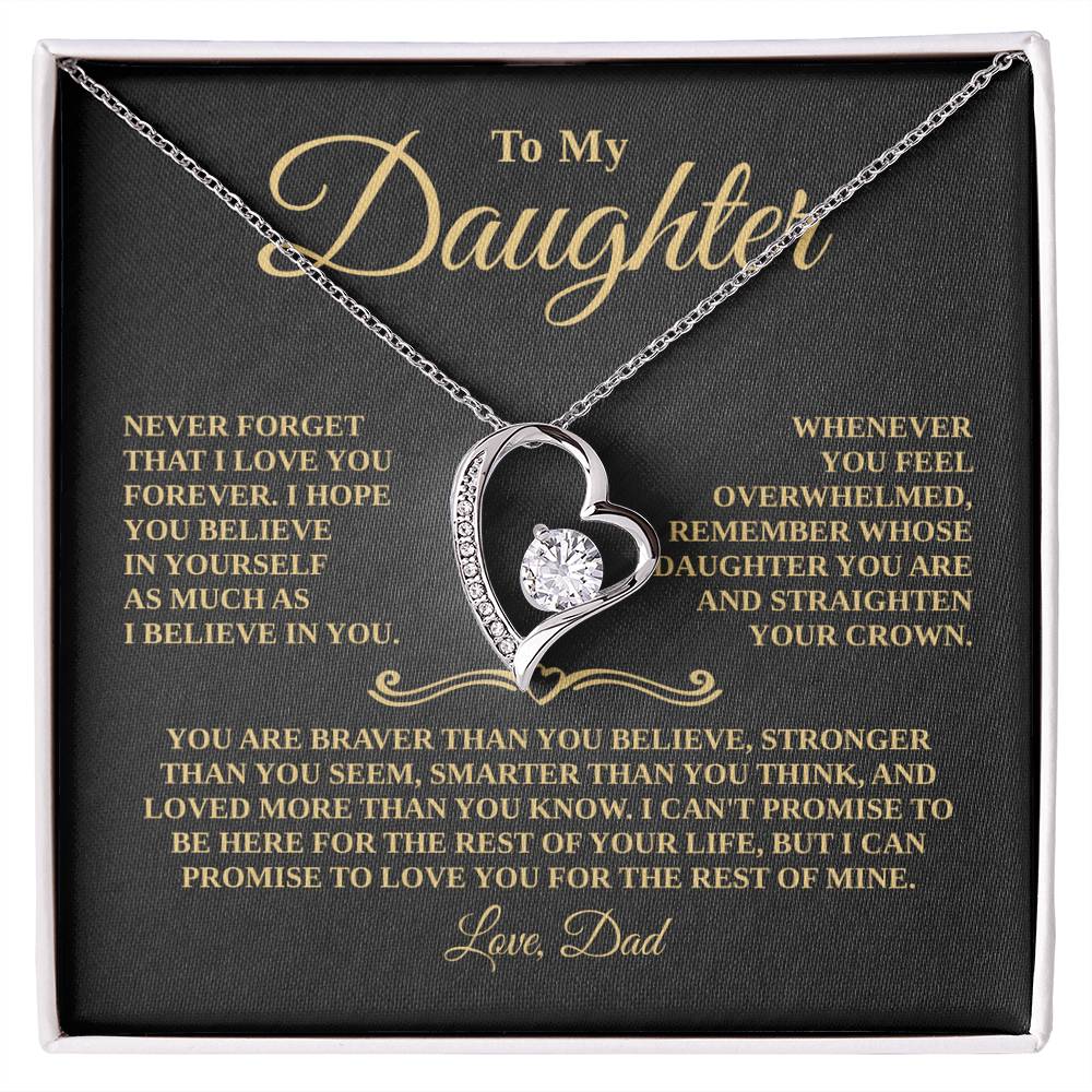 Gift For Daughter - Straighten Your Crown - Forever Heart Necklace