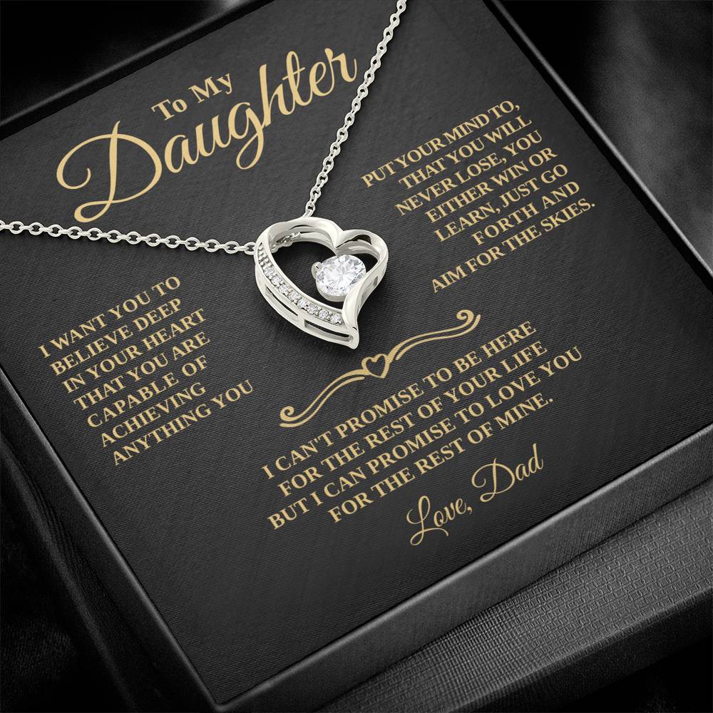 Gift For Daughter - Aim For The Stars - Forever Heart Necklace
