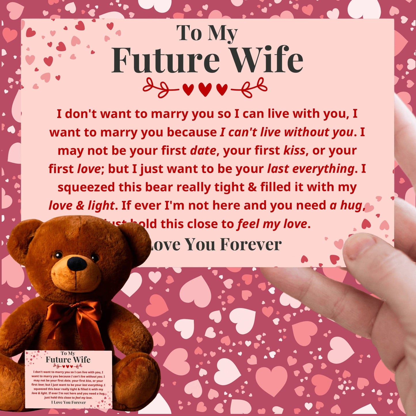 To My Future Wife - Want To Marry You - Plush Bear With Message