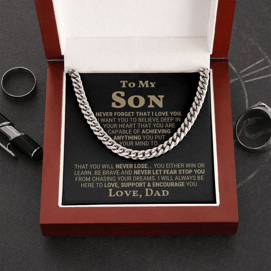 To My Son Love Dad Link Chain Necklace