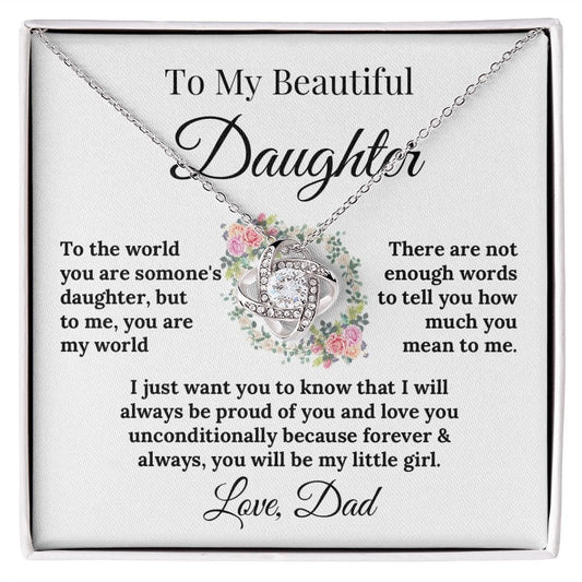 My Daughter My World Love Knot Necklace